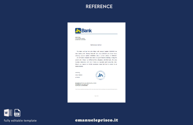 modello di riferimento della Jamaica National Bank in stile verificato